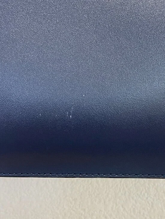 Luccica Navy Blue Leather Satchel Shoulder Bag Briefcase Minimalist Korean Desig - Picture 15 of 15